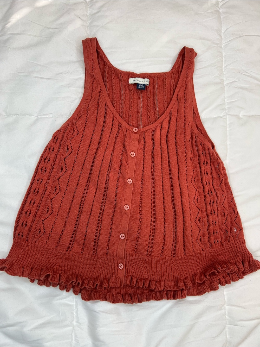 American Eagle Outfitters Rust Button-Front Knit Tank